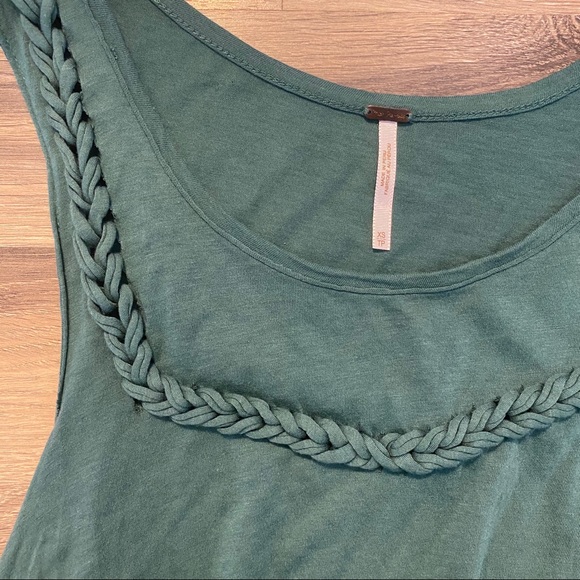 SOLD Free People Teal Braided Tank Top - Picture 4 of 6